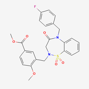 molecular formula C25H23FN2O6S B11212115 methyl 3-((5-(4-fluorobenzyl)-1,1-dioxido-4-oxo-4,5-dihydrobenzo[f][1,2,5]thiadiazepin-2(3H)-yl)methyl)-4-methoxybenzoate 