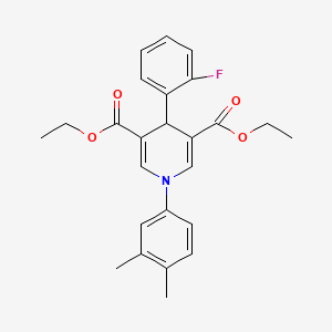 molecular formula C25H26FNO4 B11212212 1-(3,4-Dimethyl-phenyl)-4-(2-fluoro-phenyl)-1,4-dihydro-pyridine-3,5-dicarboxylic acid diethyl ester 