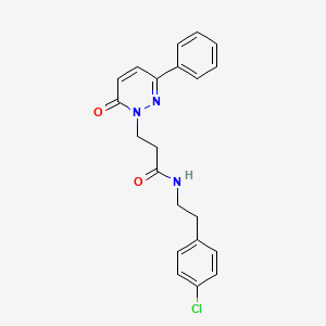 molecular formula C21H20ClN3O2 B11212490 N-[2-(4-chlorophenyl)ethyl]-3-(6-oxo-3-phenylpyridazin-1(6H)-yl)propanamide 