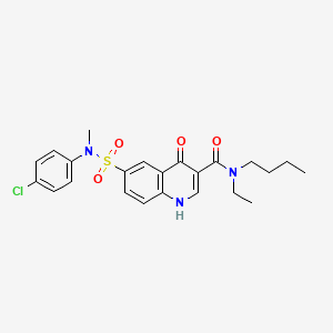molecular formula C23H26ClN3O4S B11212494 N-butyl-6-(N-(4-chlorophenyl)-N-methylsulfamoyl)-N-ethyl-4-oxo-1,4-dihydroquinoline-3-carboxamide 