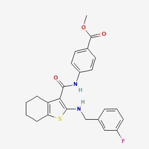 molecular formula C24H23FN2O3S B11212589 Methyl 4-[({2-[(3-fluorobenzyl)amino]-4,5,6,7-tetrahydro-1-benzothiophen-3-yl}carbonyl)amino]benzoate 