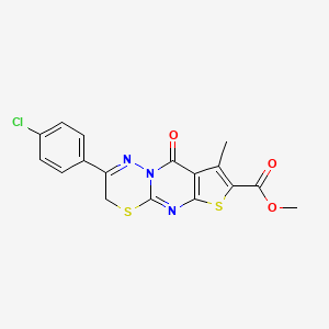 molecular formula C17H12ClN3O3S2 B11212821 methyl 12-(4-chlorophenyl)-4-methyl-2-oxo-6,10-dithia-1,8,13-triazatricyclo[7.4.0.03,7]trideca-3(7),4,8,12-tetraene-5-carboxylate 