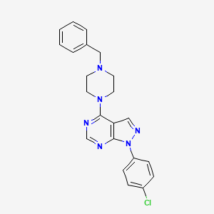 molecular formula C22H21ClN6 B11212860 1-benzyl-4-[1-(4-chlorophenyl)-1H-pyrazolo[3,4-d]pyrimidin-4-yl]piperazine 