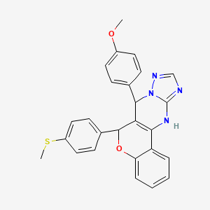 molecular formula C26H22N4O2S B11213051 7-(4-Methoxyphenyl)-6-[4-(methylsulfanyl)phenyl]-7,12-dihydro-6H-chromeno[4,3-D][1,2,4]triazolo[1,5-A]pyrimidine 