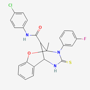 molecular formula C24H19ClFN3O2S B11213201 N-(4-chlorophenyl)-3-(3-fluorophenyl)-2-methyl-4-thioxo-3,4,5,6-tetrahydro-2H-2,6-methano-1,3,5-benzoxadiazocine-11-carboxamide 