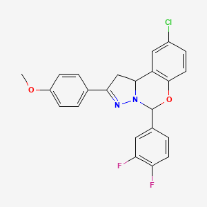 molecular formula C23H17ClF2N2O2 B11213253 9-Chloro-5-(3,4-difluorophenyl)-2-(4-methoxyphenyl)-1,10b-dihydropyrazolo[1,5-c][1,3]benzoxazine 