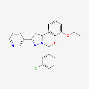 molecular formula C23H20ClN3O2 B11213388 5-(3-Chlorophenyl)-7-ethoxy-2-(pyridin-3-yl)-1,10b-dihydropyrazolo[1,5-c][1,3]benzoxazine 