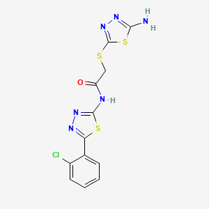 molecular formula C12H9ClN6OS3 B11213455 2-[(5-amino-1,3,4-thiadiazol-2-yl)sulfanyl]-N-[5-(2-chlorophenyl)-1,3,4-thiadiazol-2-yl]acetamide 