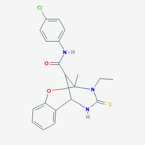 molecular formula C20H20ClN3O2S B11213529 N-(4-chlorophenyl)-3-ethyl-2-methyl-4-thioxo-3,4,5,6-tetrahydro-2H-2,6-methano-1,3,5-benzoxadiazocine-11-carboxamide 