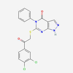 molecular formula C19H12Cl2N4O2S B11213551 6-[2-(3,4-dichlorophenyl)-2-oxoethyl]sulfanyl-5-phenyl-1H-pyrazolo[3,4-d]pyrimidin-4-one 