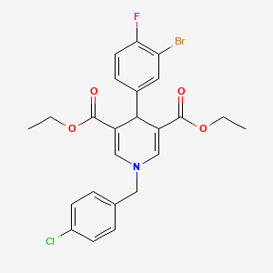 molecular formula C24H22BrClFNO4 B11213566 Diethyl 4-(3-bromo-4-fluorophenyl)-1-(4-chlorobenzyl)-1,4-dihydropyridine-3,5-dicarboxylate 