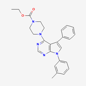 molecular formula C26H27N5O2 B11213775 ethyl 4-[7-(3-methylphenyl)-5-phenyl-7H-pyrrolo[2,3-d]pyrimidin-4-yl]piperazine-1-carboxylate 