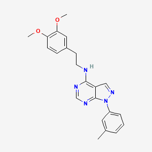 molecular formula C22H23N5O2 B11213794 N-[2-(3,4-dimethoxyphenyl)ethyl]-1-(3-methylphenyl)-1H-pyrazolo[3,4-d]pyrimidin-4-amine 