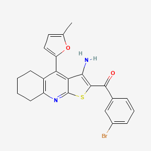 molecular formula C23H19BrN2O2S B11213835 [3-Amino-4-(5-methylfuran-2-yl)-5,6,7,8-tetrahydrothieno[2,3-b]quinolin-2-yl](3-bromophenyl)methanone 