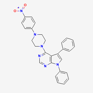 molecular formula C28H24N6O2 B11213926 4-[4-(4-nitrophenyl)piperazin-1-yl]-5,7-diphenyl-7H-pyrrolo[2,3-d]pyrimidine 