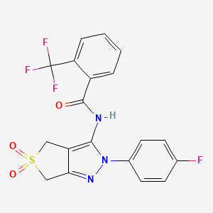 molecular formula C19H13F4N3O3S B11213999 N-(2-(4-fluorophenyl)-5,5-dioxido-4,6-dihydro-2H-thieno[3,4-c]pyrazol-3-yl)-2-(trifluoromethyl)benzamide 