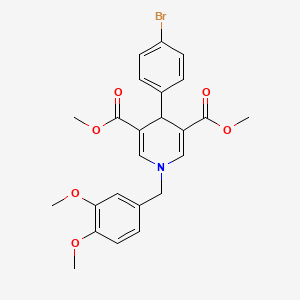 molecular formula C24H24BrNO6 B11214170 Dimethyl 4-(4-bromophenyl)-1-(3,4-dimethoxybenzyl)-1,4-dihydropyridine-3,5-dicarboxylate 