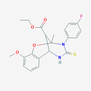 molecular formula C21H21FN2O4S B11214190 ethyl 3-(4-fluorophenyl)-10-methoxy-2-methyl-4-thioxo-3,4,5,6-tetrahydro-2H-2,6-methano-1,3,5-benzoxadiazocine-11-carboxylate 