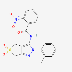 molecular formula C20H18N4O5S B11214335 N-(2-(2,4-dimethylphenyl)-5,5-dioxido-4,6-dihydro-2H-thieno[3,4-c]pyrazol-3-yl)-2-nitrobenzamide 
