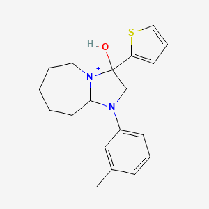 molecular formula C19H23N2OS+ B11214361 3-Hydroxy-1-(3-methylphenyl)-3-(2-thienyl)-2,5,6,7,8,9-hexahydro-3H-imidazo[1,2-A]azepin-1-ium 