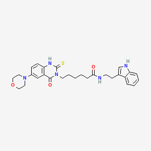 molecular formula C28H33N5O3S B11214401 N-(2-(1H-indol-3-yl)ethyl)-6-(6-morpholino-4-oxo-2-thioxo-1,2-dihydroquinazolin-3(4H)-yl)hexanamide 
