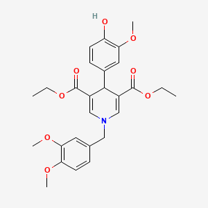 molecular formula C27H31NO8 B11214478 Diethyl 1-(3,4-dimethoxybenzyl)-4-(4-hydroxy-3-methoxyphenyl)-1,4-dihydropyridine-3,5-dicarboxylate 