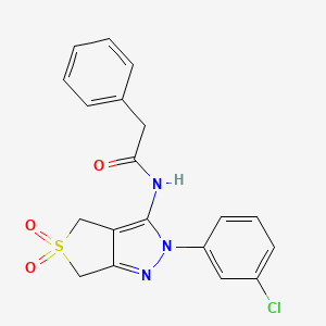 molecular formula C19H16ClN3O3S B11214499 N-[2-(3-chlorophenyl)-5,5-dioxido-2,6-dihydro-4H-thieno[3,4-c]pyrazol-3-yl]-2-phenylacetamide 