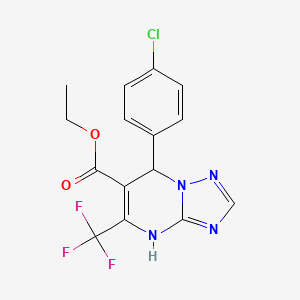 molecular formula C15H12ClF3N4O2 B11214609 Ethyl 7-(4-chlorophenyl)-5-(trifluoromethyl)-4,7-dihydro[1,2,4]triazolo[1,5-a]pyrimidine-6-carboxylate 