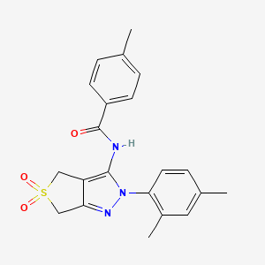 molecular formula C21H21N3O3S B11214617 N-(2-(2,4-dimethylphenyl)-5,5-dioxido-4,6-dihydro-2H-thieno[3,4-c]pyrazol-3-yl)-4-methylbenzamide 