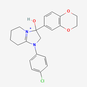 molecular formula C21H22ClN2O3+ B11214698 1-(4-Chlorophenyl)-3-(2,3-dihydro-1,4-benzodioxin-6-yl)-3-hydroxy-2,3,5,6,7,8-hexahydroimidazo[1,2-a]pyridin-1-ium 