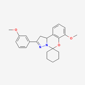 molecular formula C23H26N2O3 B11214794 7'-Methoxy-2'-(3-methoxyphenyl)-1',10b'-dihydrospiro[cyclohexane-1,5'-pyrazolo[1,5-c][1,3]benzoxazine] 