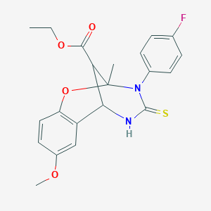 molecular formula C21H21FN2O4S B11214929 ethyl 3-(4-fluorophenyl)-8-methoxy-2-methyl-4-thioxo-3,4,5,6-tetrahydro-2H-2,6-methano-1,3,5-benzoxadiazocine-11-carboxylate 