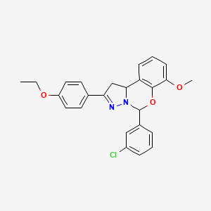 molecular formula C25H23ClN2O3 B11215030 5-(3-Chlorophenyl)-2-(4-ethoxyphenyl)-7-methoxy-1,10b-dihydropyrazolo[1,5-c][1,3]benzoxazine 