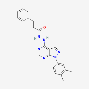 molecular formula C22H22N6O B11215101 N'-[1-(3,4-dimethylphenyl)-1H-pyrazolo[3,4-d]pyrimidin-4-yl]-3-phenylpropanehydrazide 