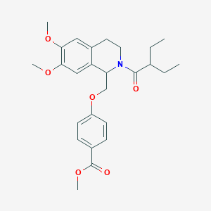 molecular formula C26H33NO6 B11215148 Methyl 4-((2-(2-ethylbutanoyl)-6,7-dimethoxy-1,2,3,4-tetrahydroisoquinolin-1-yl)methoxy)benzoate 