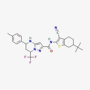 molecular formula C28H30F3N5OS B11215166 N-(6-tert-butyl-3-cyano-4,5,6,7-tetrahydro-1-benzothiophen-2-yl)-5-(4-methylphenyl)-7-(trifluoromethyl)-4,5,6,7-tetrahydropyrazolo[1,5-a]pyrimidine-2-carboxamide 