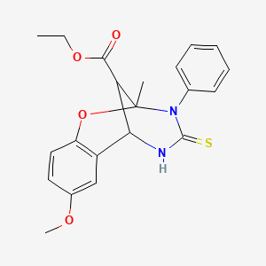 molecular formula C21H22N2O4S B11215189 ethyl 8-methoxy-2-methyl-3-phenyl-4-thioxo-3,4,5,6-tetrahydro-2H-2,6-methano-1,3,5-benzoxadiazocine-11-carboxylate 