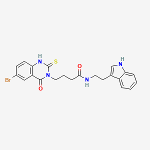 molecular formula C22H21BrN4O2S B11215264 N-(2-(1H-indol-3-yl)ethyl)-4-(6-bromo-4-oxo-2-thioxo-1,2-dihydroquinazolin-3(4H)-yl)butanamide 