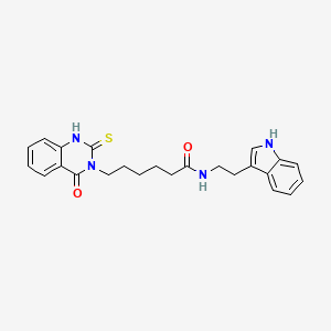 molecular formula C24H26N4O2S B11215499 N-[2-(1H-indol-3-yl)ethyl]-6-(4-oxo-2-sulfanylidene-1H-quinazolin-3-yl)hexanamide 