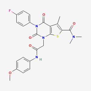 molecular formula C25H23FN4O5S B11215671 3-(4-fluorophenyl)-1-[2-(4-methoxyanilino)-2-oxoethyl]-N,N,5-trimethyl-2,4-dioxothieno[2,3-d]pyrimidine-6-carboxamide 