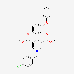 molecular formula C28H24ClNO5 B11215696 Dimethyl 1-(4-chlorobenzyl)-4-(3-phenoxyphenyl)-1,4-dihydropyridine-3,5-dicarboxylate 