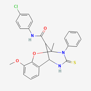 molecular formula C25H22ClN3O3S B11215910 N-(4-chlorophenyl)-10-methoxy-2-methyl-3-phenyl-4-thioxo-3,4,5,6-tetrahydro-2H-2,6-methano-1,3,5-benzoxadiazocine-11-carboxamide 