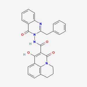 molecular formula C28H22N4O4 B11215970 N-(2-Benzyl-4-oxo-3(4H)-quinazolinyl)-7-hydroxy-5-oxo-2,3-dihydro-1H,5H-pyrido[3,2,1-IJ]quinoline-6-carboxamide 