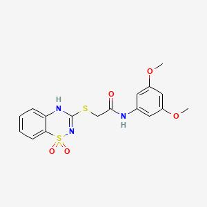 molecular formula C17H17N3O5S2 B11216042 N-(3,5-dimethoxyphenyl)-2-((1,1-dioxido-4H-benzo[e][1,2,4]thiadiazin-3-yl)thio)acetamide 