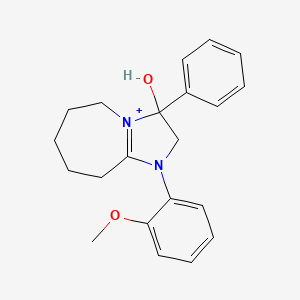 molecular formula C21H25N2O2+ B11216154 3-hydroxy-1-(2-methoxyphenyl)-3-phenyl-2,5,6,7,8,9-hexahydro-3H-imidazo[1,2-a]azepin-1-ium 