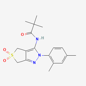molecular formula C18H23N3O3S B11216353 N-(2-(2,4-dimethylphenyl)-5,5-dioxido-4,6-dihydro-2H-thieno[3,4-c]pyrazol-3-yl)pivalamide 