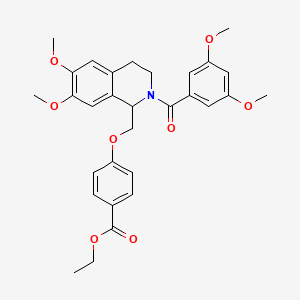 molecular formula C30H33NO8 B11216403 Ethyl 4-{[2-(3,5-dimethoxybenzoyl)-6,7-dimethoxy-1,2,3,4-tetrahydroisoquinolin-1-yl]methoxy}benzoate 