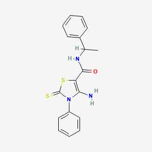 molecular formula C18H17N3OS2 B11216515 4-amino-3-phenyl-N-(1-phenylethyl)-2-thioxo-2,3-dihydro-1,3-thiazole-5-carboxamide 