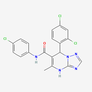 molecular formula C19H14Cl3N5O B11216531 N-(4-chlorophenyl)-7-(2,4-dichlorophenyl)-5-methyl-4,7-dihydro[1,2,4]triazolo[1,5-a]pyrimidine-6-carboxamide 