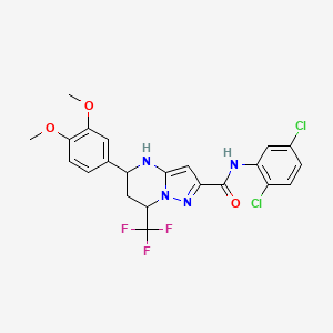 molecular formula C22H19Cl2F3N4O3 B11216533 N-(2,5-dichlorophenyl)-5-(3,4-dimethoxyphenyl)-7-(trifluoromethyl)-4,5,6,7-tetrahydropyrazolo[1,5-a]pyrimidine-2-carboxamide 